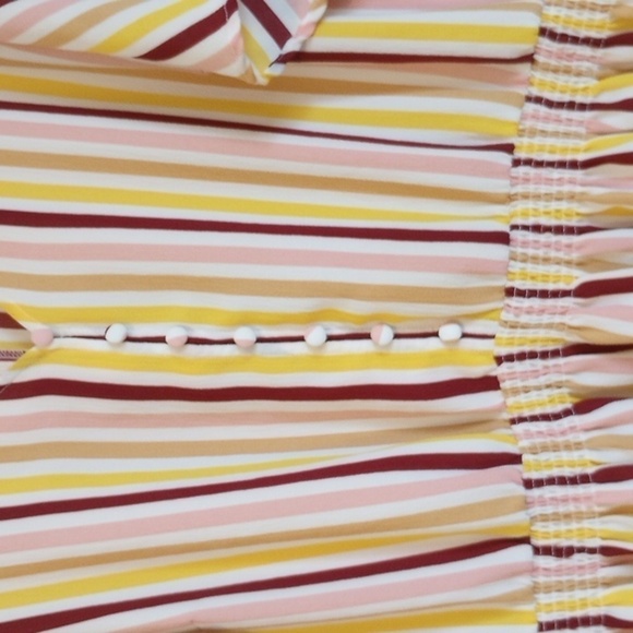 Lane Bryant Womens Peplum Top Sz 24 Short Sleeve V-Neck Smock Waist Stripe Pink - Picture 2 of 10